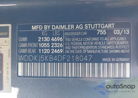 2013 Mercedes-Benz E 350 z USA, uszkodzony, nr VIN WDDKJ5KB4DF218047